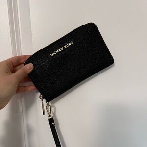 Black Glitter Michael Kors Wristlet Wallet